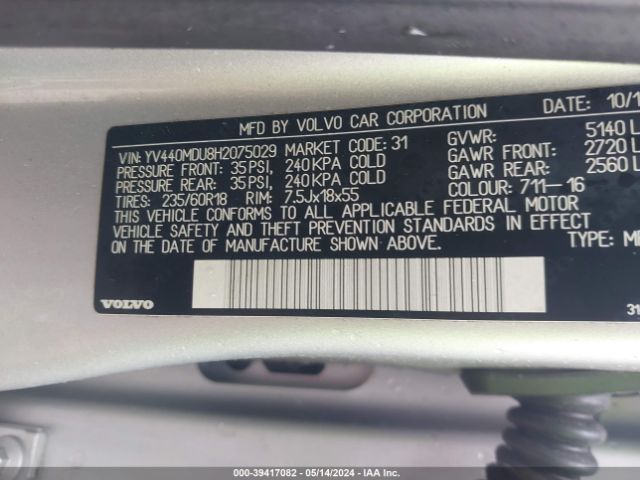 YV440MDU8H2075029 Volvo Xc60 T5 Inscription