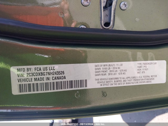 Dodge Charger Sxt Rwd 2022 2C3CDXBG7NH243526 Image 9