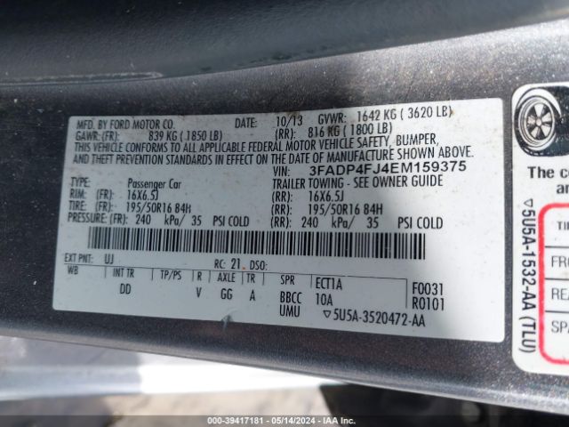 3FADP4FJ4EM159375 Ford Fiesta Titanium