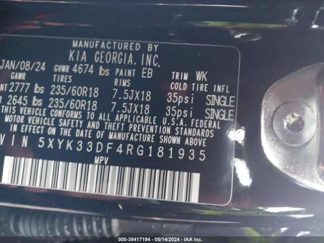 5XYK33DF4RG181935 KIA Sportage Ex