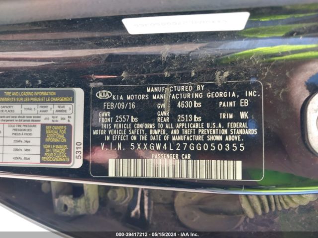 5XXGW4L27GG050355 KIA Optima Sx Turbo