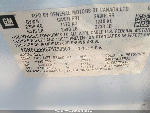 Chevrolet EQUINOX LS 2015 2GNFLEEK6F6259561 Image 9