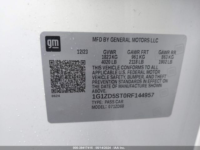 1G1ZD5ST0RF144957 Chevrolet MALIBU LT