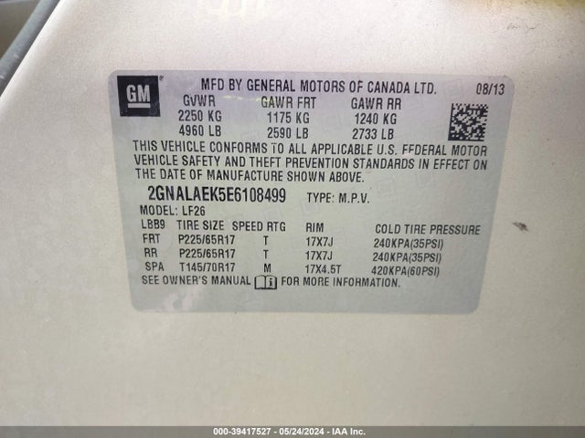 Chevrolet EQUINOX LS 2014 2GNALAEK5E6108499 Image 9