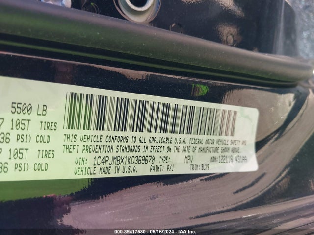 1C4PJMBX1KD369670 Jeep Cherokee Trailhawk Elite 4x4