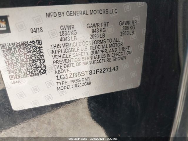 1G1ZB5ST8JF227143 Chevrolet Malibu 1ls
