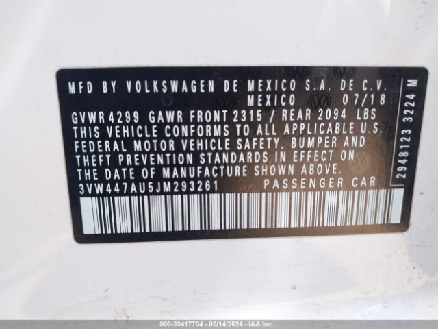 3VW447AU5JM293261 Volkswagen Golf Gti 2.0t Autobahn/2.0t S/2.0t Se