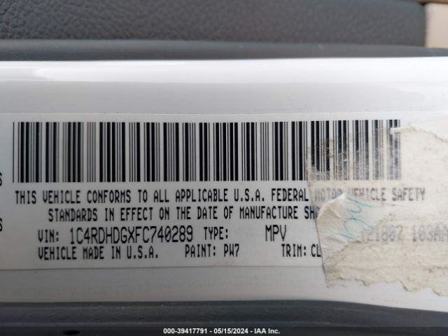 1C4RDHDGXFC740289 Dodge DURANGO LIMITED