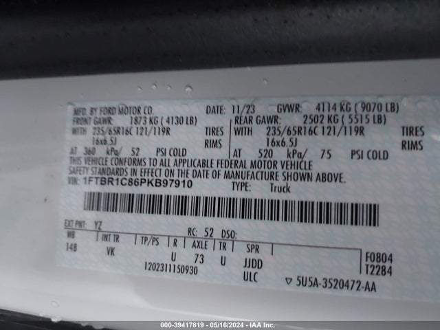 Ford Transit-250 2023 1FTBR1C86PKB97910 Image 9