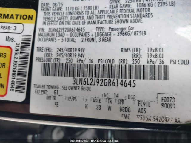3LN6L2J92GR614645 Lincoln MKZ