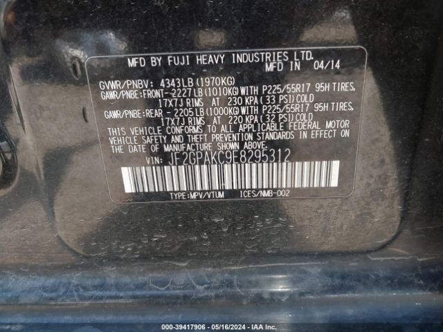 JF2GPAKC9E8295312 Subaru Xv Crosstrek 2.0i Limited