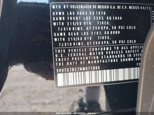 3VVTX7B27NM071895 Volkswagen Taos 1.5t Se