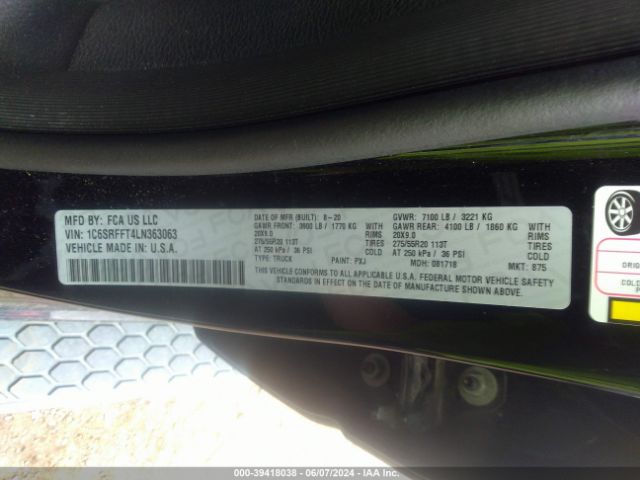 1C6SRFFT4LN363063 RAM 1500 Big Horn  4x4 5'7 Box