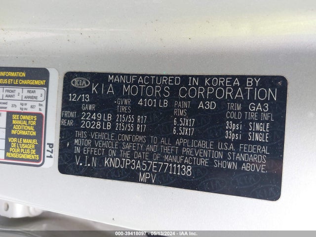 KIA SOUL + 2014 KNDJP3A57E7711138 Image 9