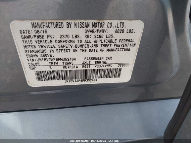 JN1BV7AP9FM352464 Infiniti Q50 Premium