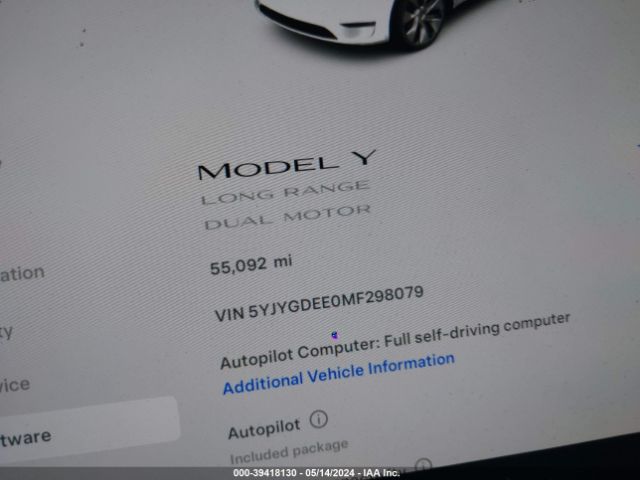 5YJYGDEE0MF298079 Tesla Model Y Long Range Dual Motor All-wheel Drive