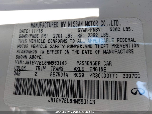 JN1EV7EL9HM553143 Infiniti Q60 3.0t Sport