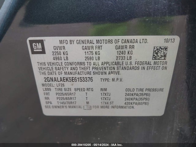 Chevrolet EQUINOX LS 2014 2GNALAEK5E6153376 Image 9