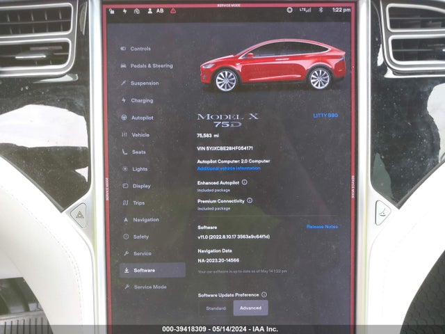 5YJXCBE28HF054171 Tesla Model X 100d/75d/90d