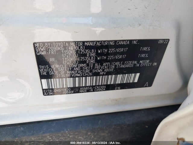 Toyota RAV4 LE 2022 2T3G1RFV0NW313426 Image 9