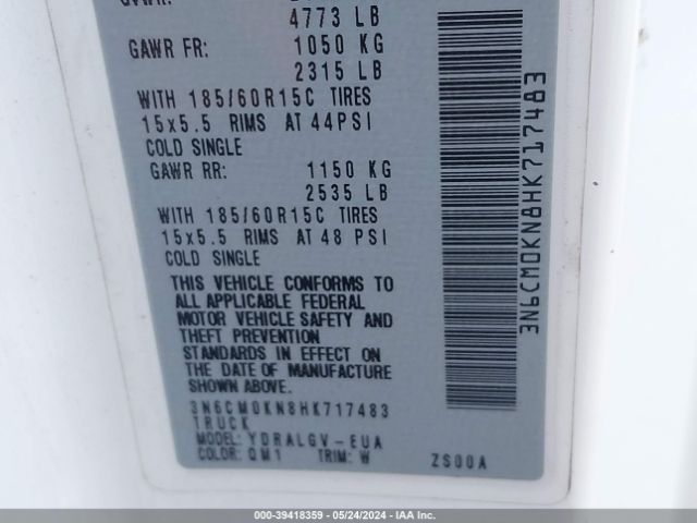 3N6CM0KN8HK717483 Nissan NV200 SV