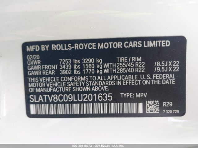 SLATV8C09LU201635 Rolls-Royce Cullinan