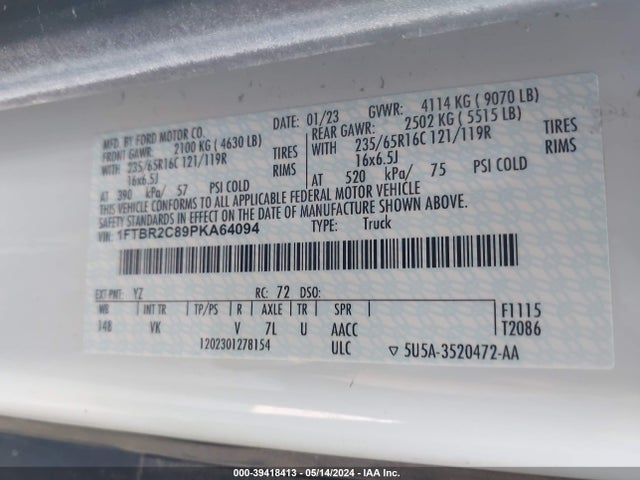 Ford Transit-250 2023 1FTBR2C89PKA64094 Image 9