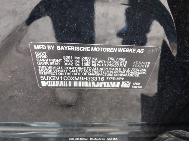 5UX2V1C0XM9H33316 BMW X4 Xdrive30i