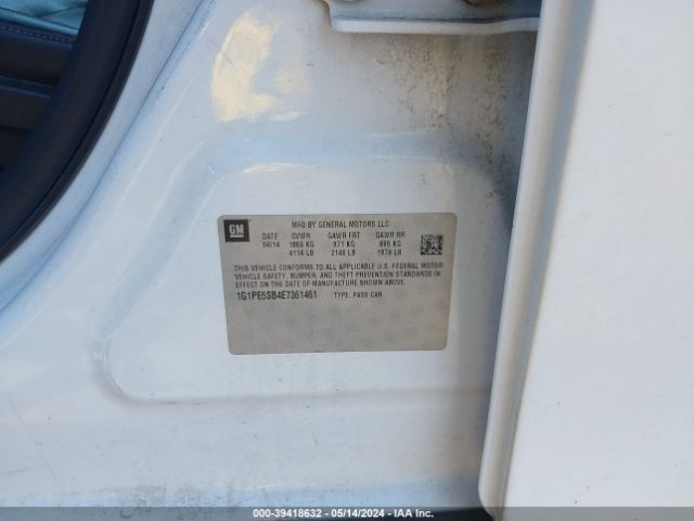 1G1PE5SB4E7361461 Chevrolet Cruze 2lt Auto