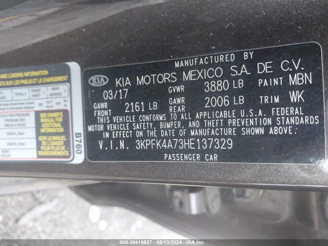 KIA FORTE LX 2017 3KPFK4A73HE137329 Image 9