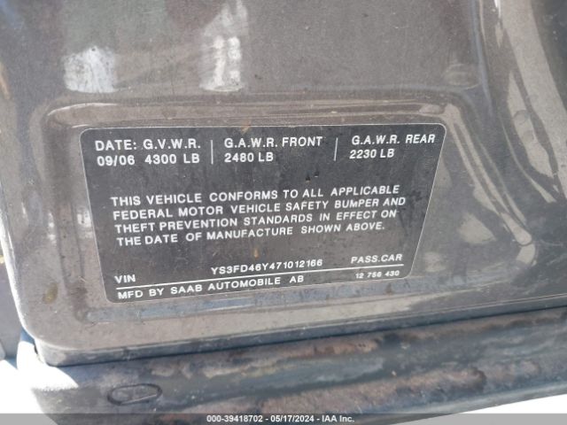 2007 SAAB 9-3 YS3FD46Y471012166 Photo 8