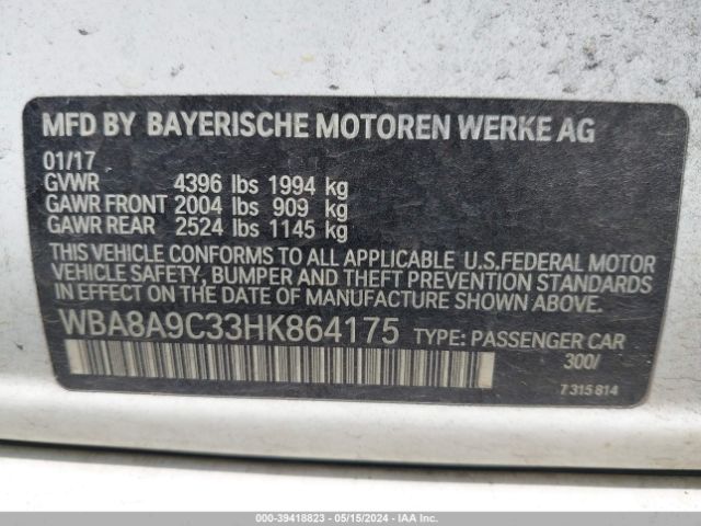 WBA8A9C33HK864175 BMW 320i