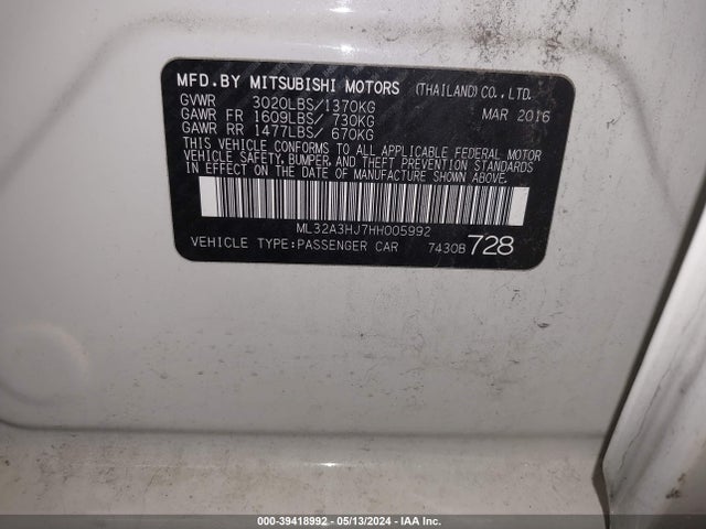 ML32A3HJ7HH005992 Mitsubishi MIRAGE ES