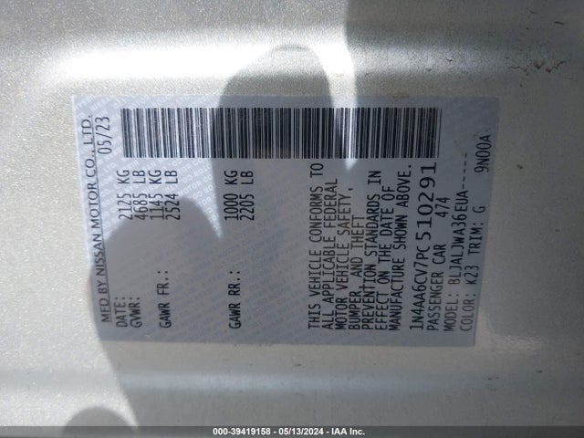 Nissan Maxima Sv Xtronic Cvt 2023 1N4AA6CV7PC510291 Image 9