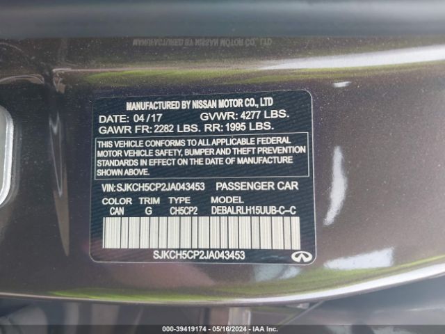 SJKCH5CP2JA043453 Infiniti Qx30 Premium