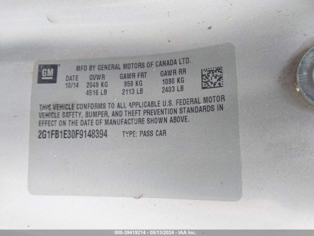 2G1FB1E30F9148394 Chevrolet Camaro 2ls