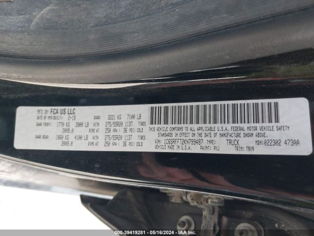 1C6SRFFT2KN799487 RAM 1500 Big Horn/lone Star