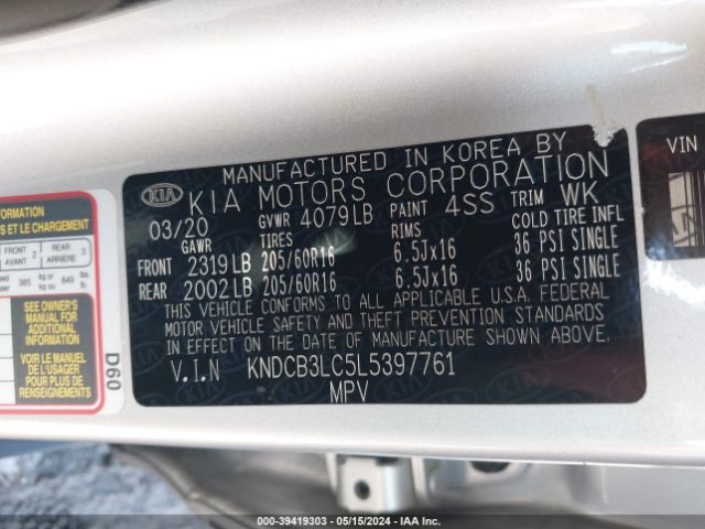KNDCB3LC5L5397761 KIA NIRO LX