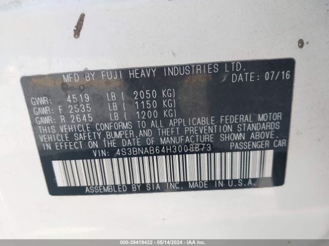 4S3BNAB64H3008873 Subaru Legacy 2.5i
