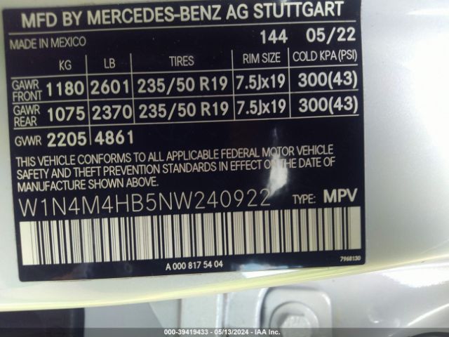 2022 MERCEDES-BENZ GLB 250 W1N4M4HB5NW240922 Photo 8