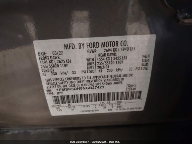 2022 FORD EXPLORER 1FMSK8DH9NGB27423 Photo 8