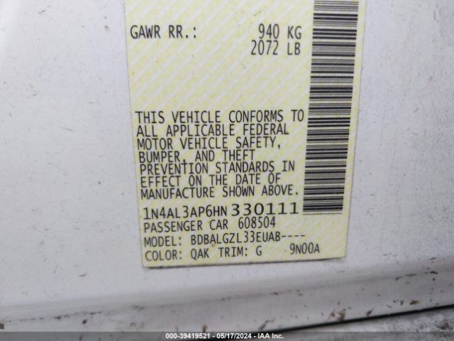 1N4AL3AP6HN330111 Nissan Altima 2.5 S