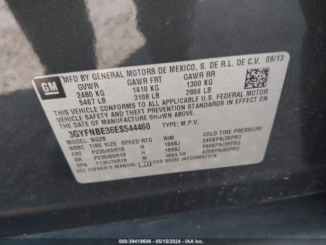3GYFNBE36ES544460 Cadillac Srx Luxury Collection