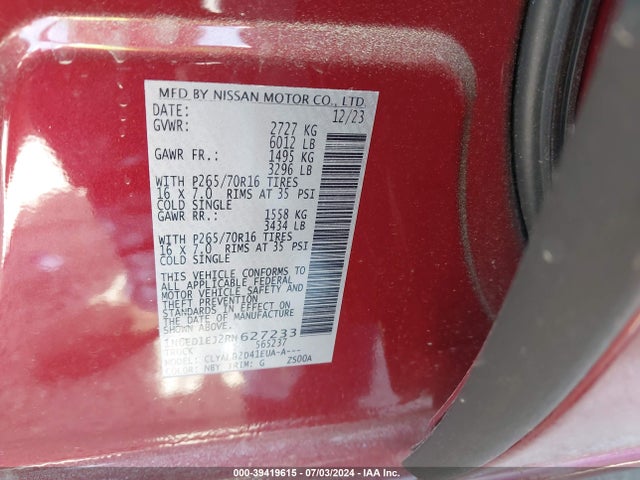 Nissan Frontier Sv 4x2 2024 1N6ED1EJ2RN627233 Image 8