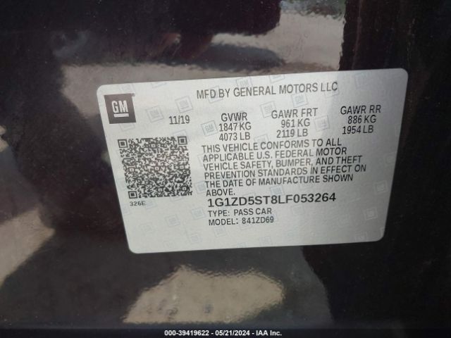 1G1ZD5ST8LF053264 Chevrolet Malibu Fwd Lt