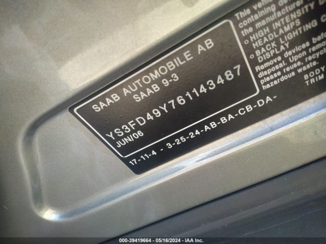 2006 SAAB 9-3 YS3FD49Y761143487 Photo 8
