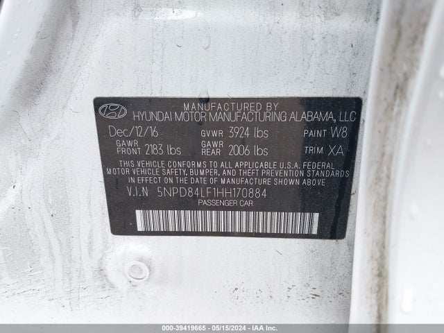 Hyundai Elantra Value Edition 2017 5NPD84LF1HH170884 Image 9