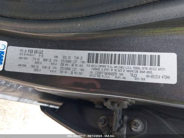 1C6SRFFT6KN649379 RAM 1500 Big Horn/lone Star