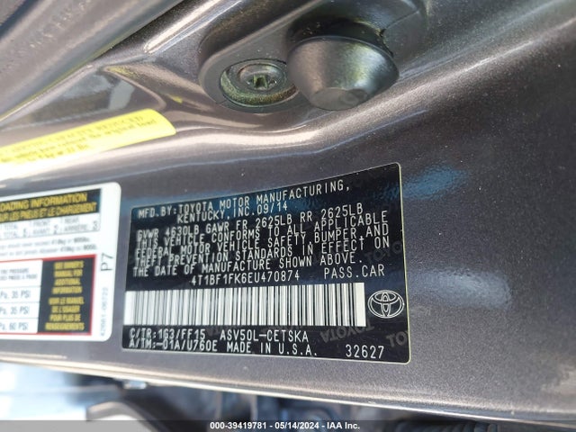 Toyota CAMRY SE 2014 4T1BF1FK6EU470874 Image 9