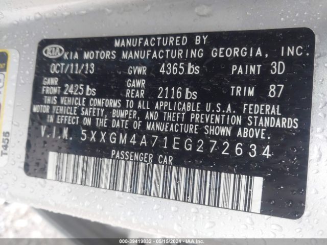 5XXGM4A71EG272634 KIA Optima Lx